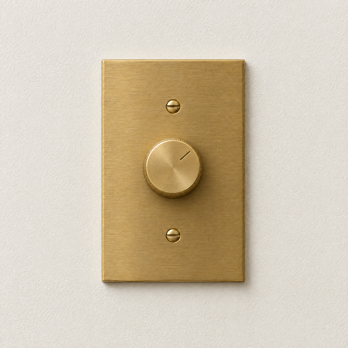 1-Gang Rotary Dimmer Switch in Unlacquered Brass, front view