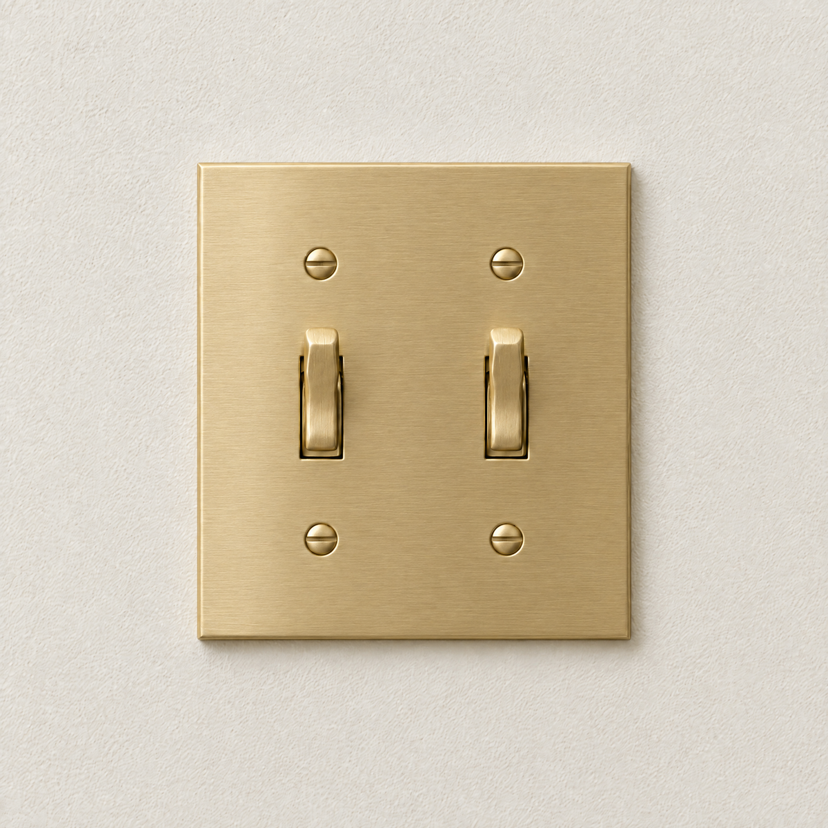 2-Gang Toggle Switch in Satin Brass