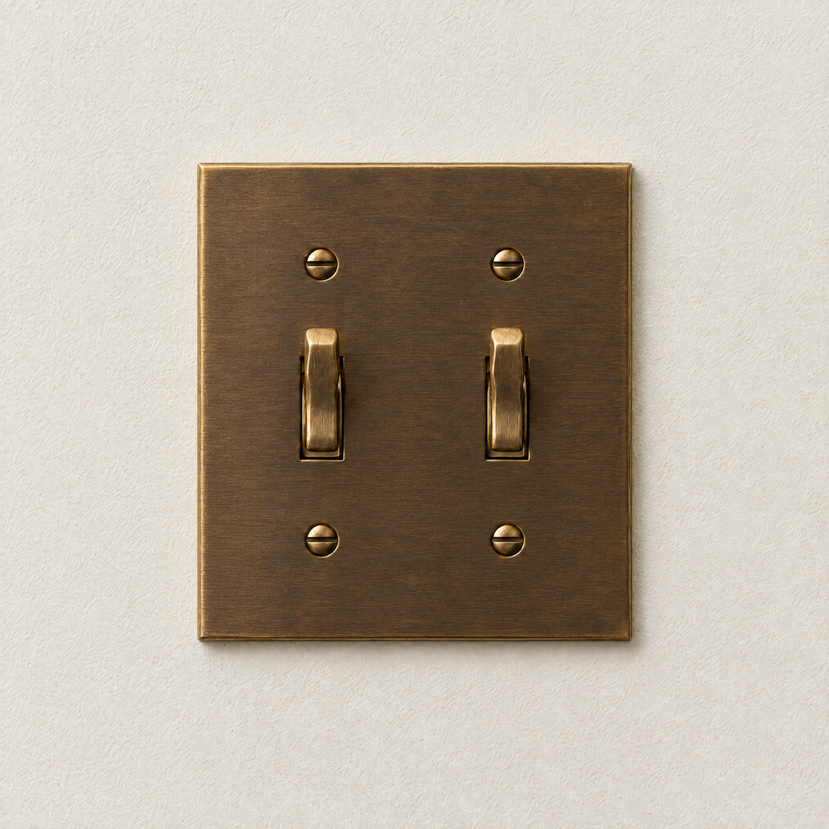 2-Gang Toggle Switch in Aged Brass