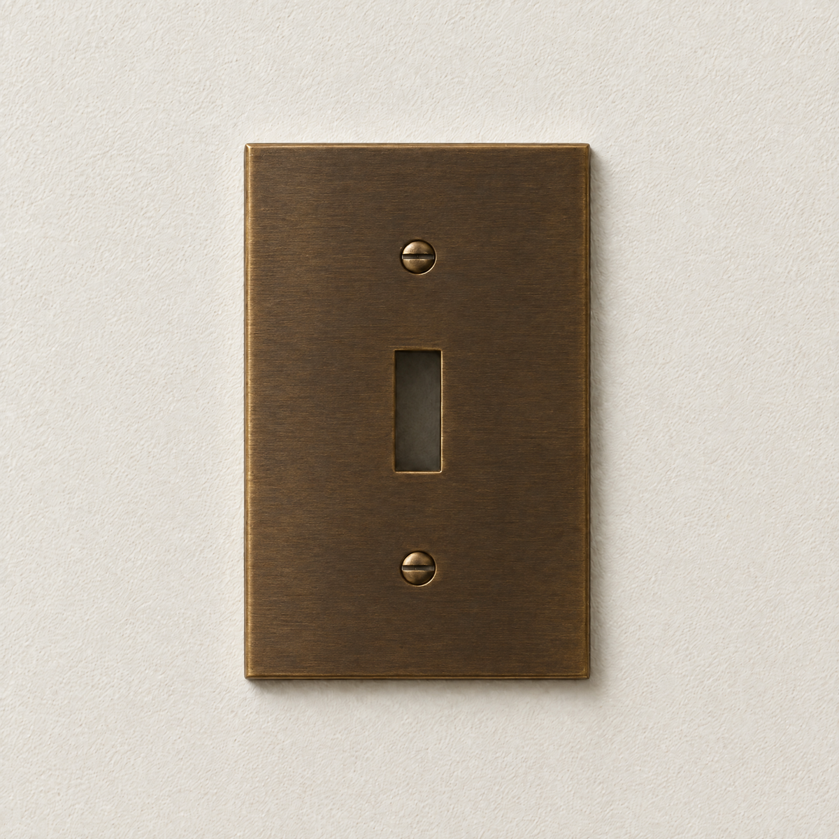 1-Gang Solid Brass Toggle Wall Plate in Aged Brass
