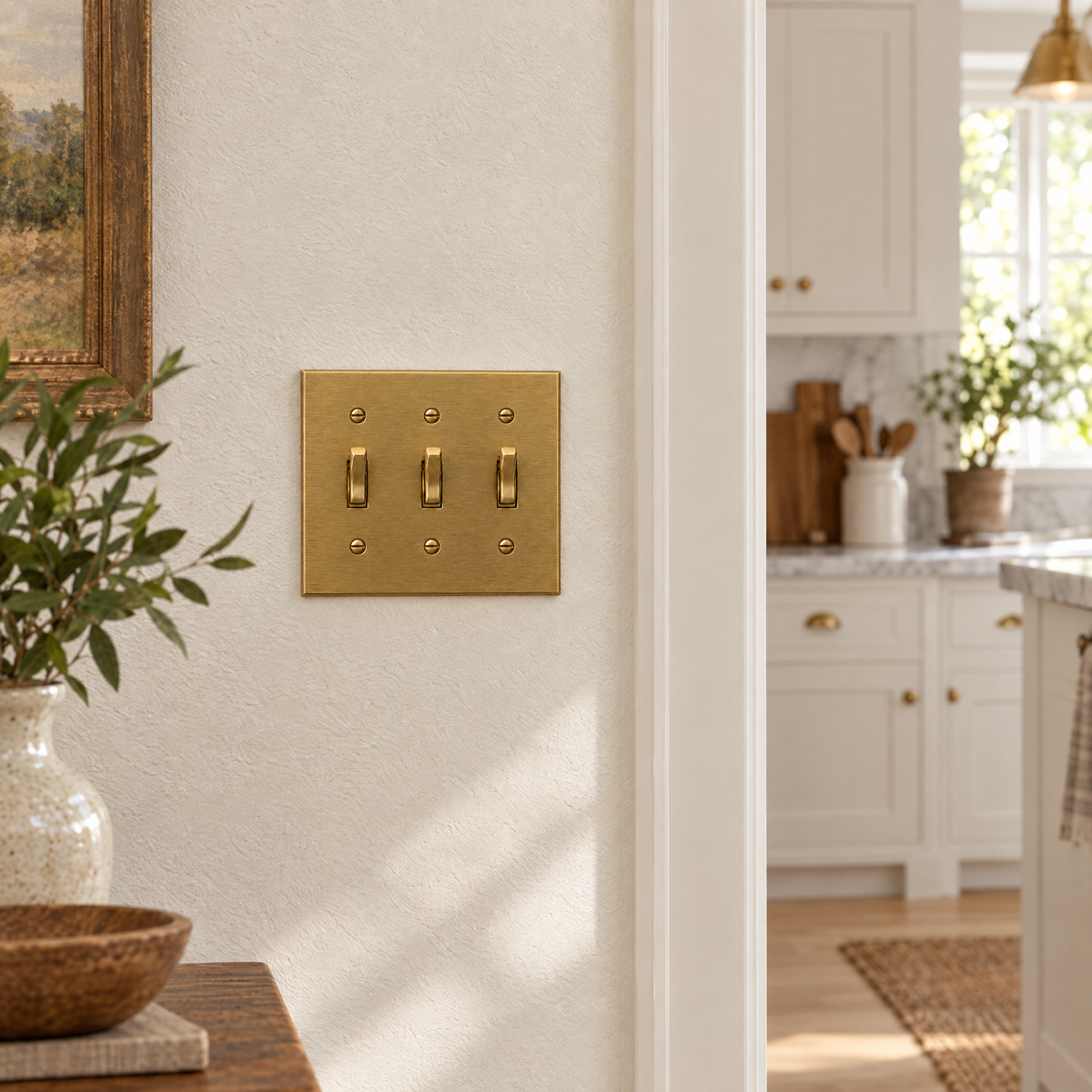 3-Gang Toggle Switch installed at a kitchen entrance